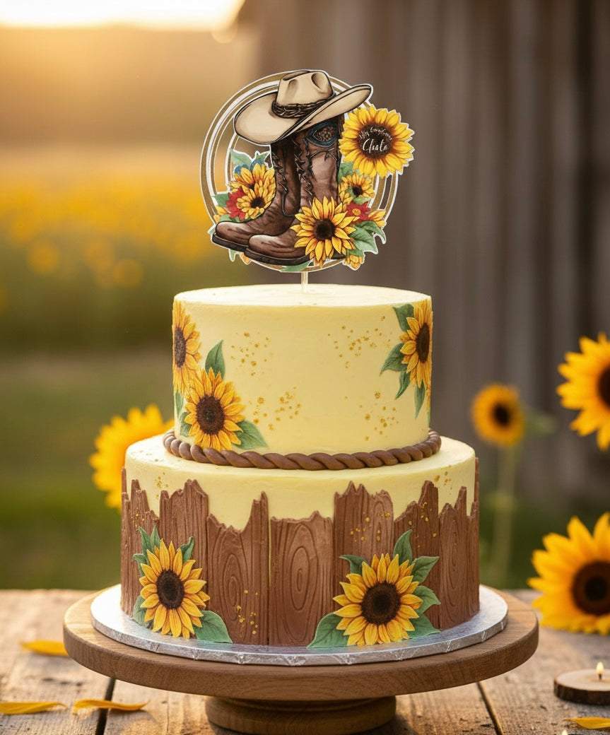 Western Sunflower Cake Topper