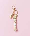 Cute Cow Beige with Beads Keychain